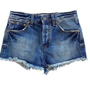Free People Cut Off Daisy Duke Button Fly Raw Hem Jean Shorts 24